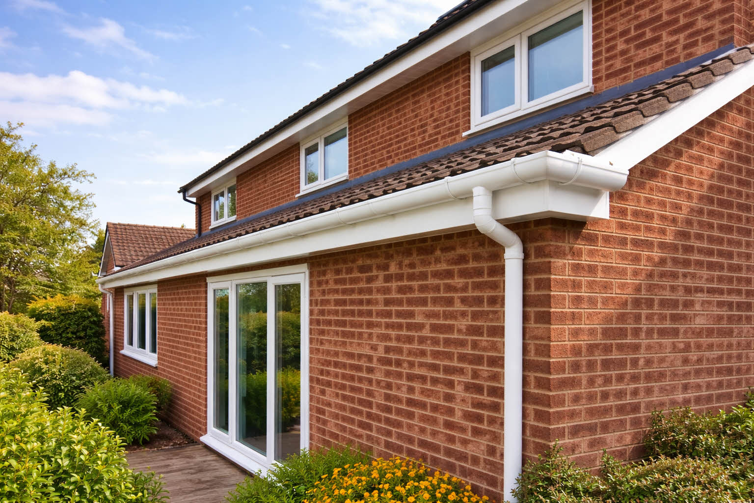 cleaned gutters on detached house